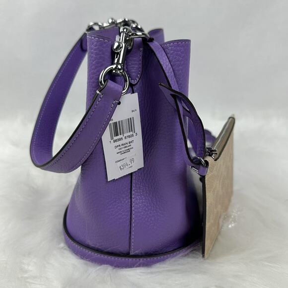 Coach Rowan Bucket Bag Shoulder/Crossbody In Leather & Canvas Iris CBH06 NWT - Picture 3 of 12